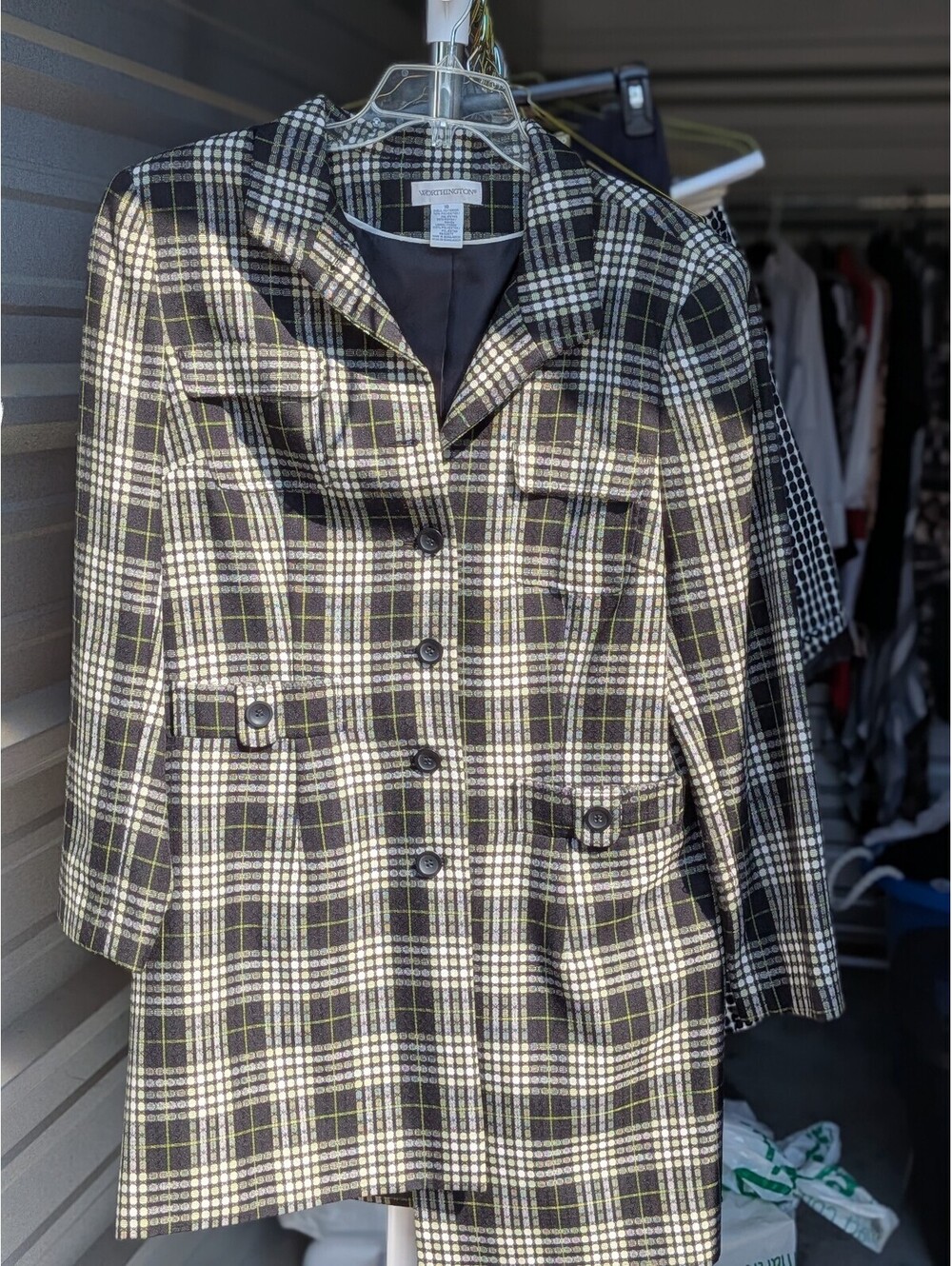 Worthington plaid belted coat dress